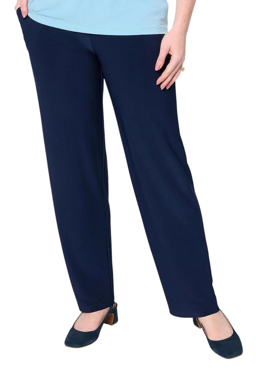 Susan Graver Women's LK Luxe Pull-On Pants with Pockets Navy - Tall